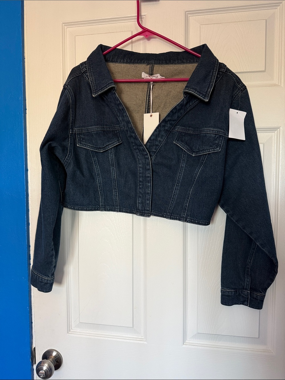 Good American Dark Indigo Cropped Denim Jacket